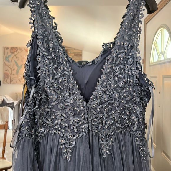 Slate Blue Gown Size 15 Say Yes TLC Formal Prom NWT - Picture 9 of 12